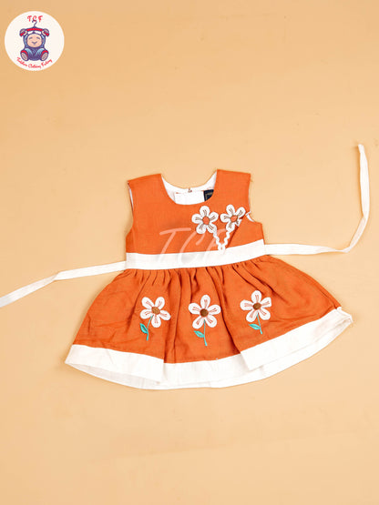 Brown - Girls Printed Ethnic Frock