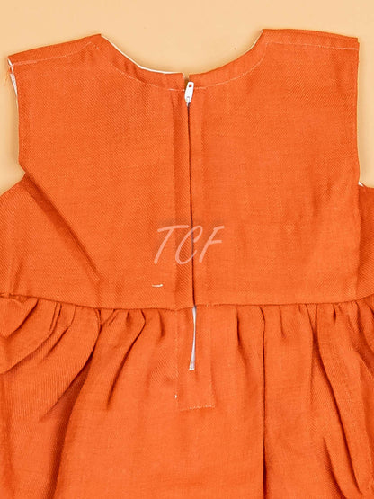 Brown - Girls Printed Ethnic Frock