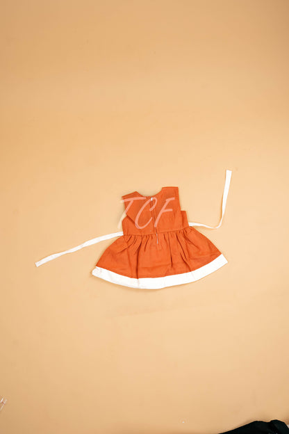 Brown - Girls Printed Ethnic Frock