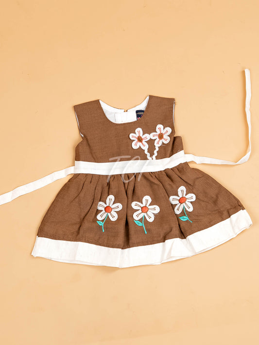 Grey - Girls Printed Ethnic Frock