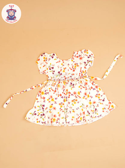 White - Girls Printed Ethnic Frock