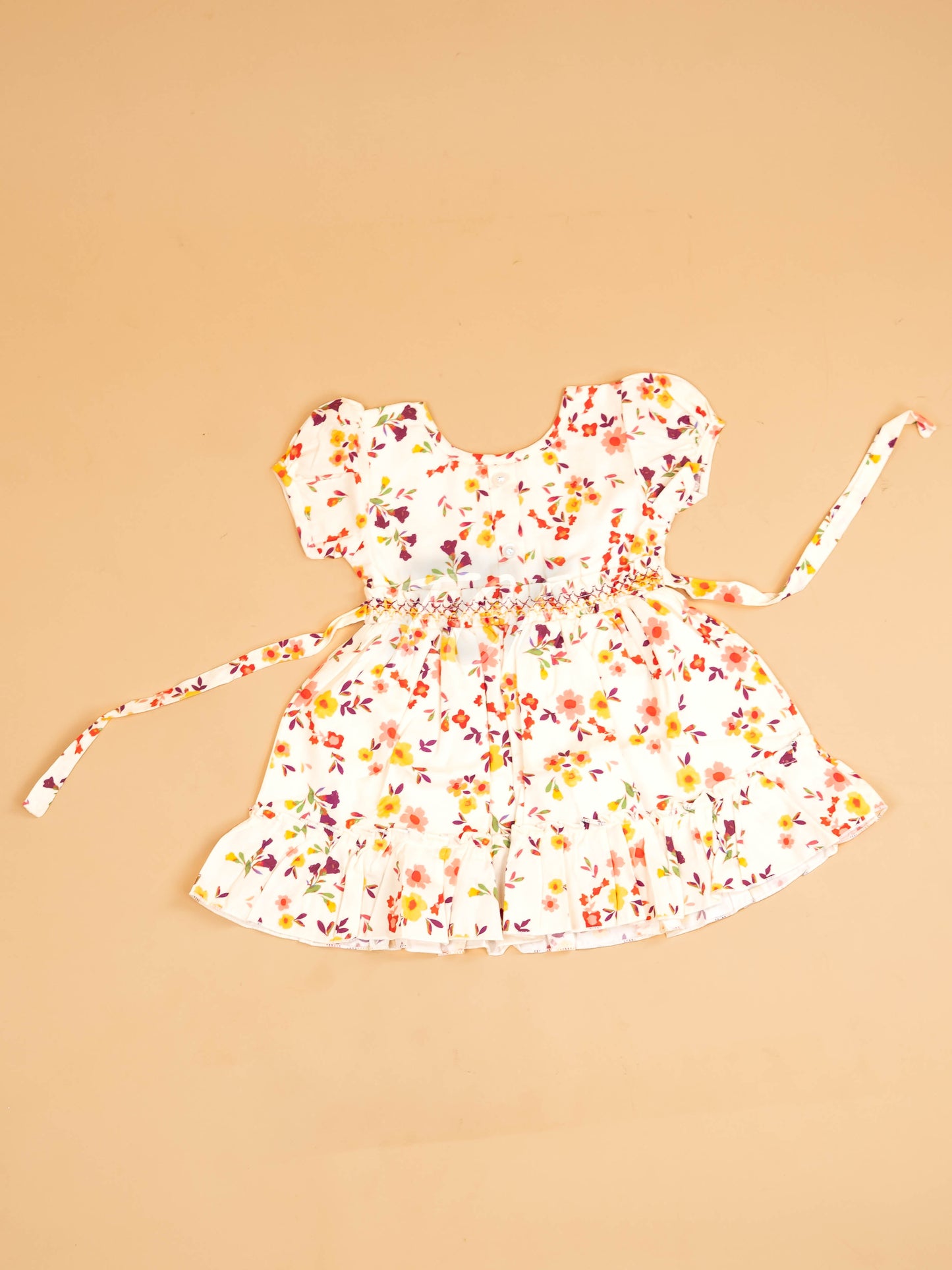 White - Girls Printed Ethnic Frock