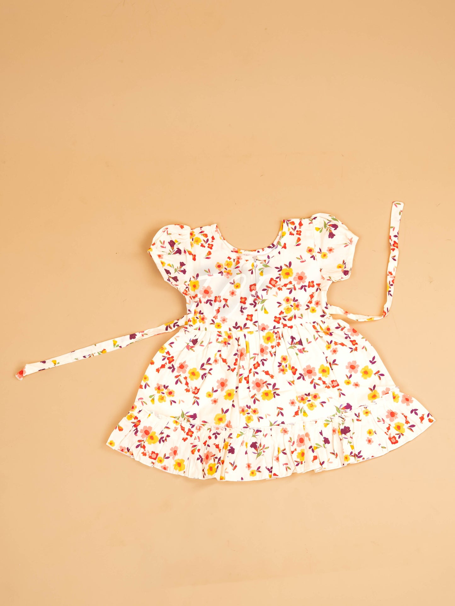 White - Girls Printed Ethnic Frock