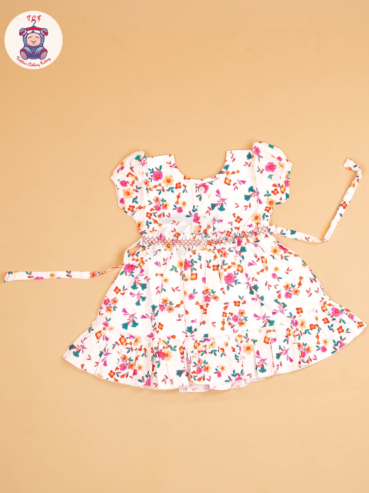 White - Girls Printed Ethnic Frock
