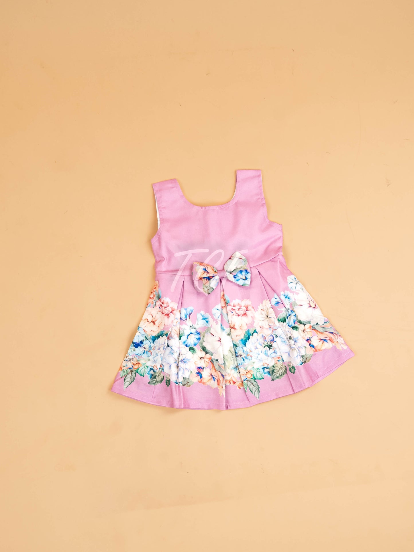Baby Pink - Girls Floral Printed Ethnic Frock