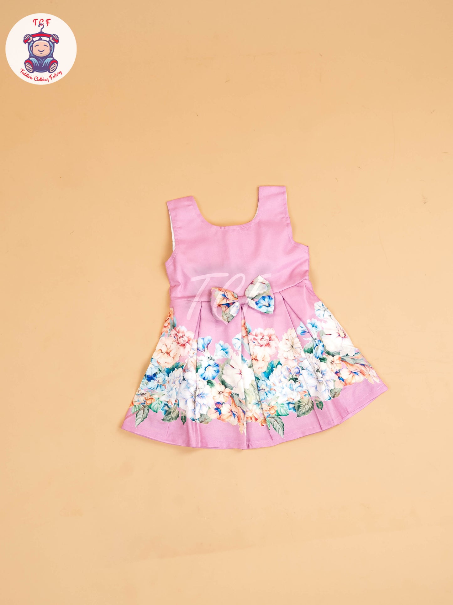 Baby Pink - Girls Floral Printed Ethnic Frock