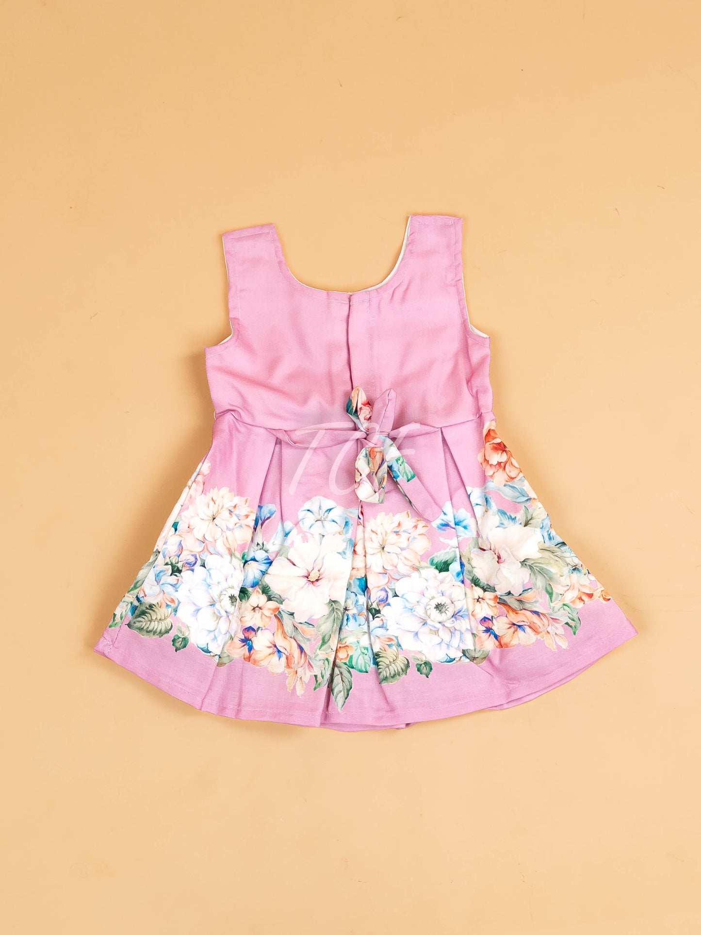 Baby Pink - Girls Floral Printed Ethnic Frock