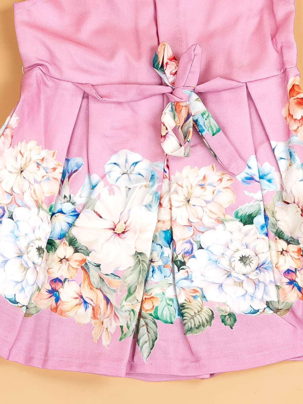 Baby Pink - Girls Floral Printed Ethnic Frock