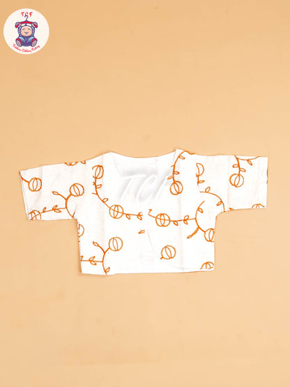 Rust - Girls Floral Printed Ethnic Frock