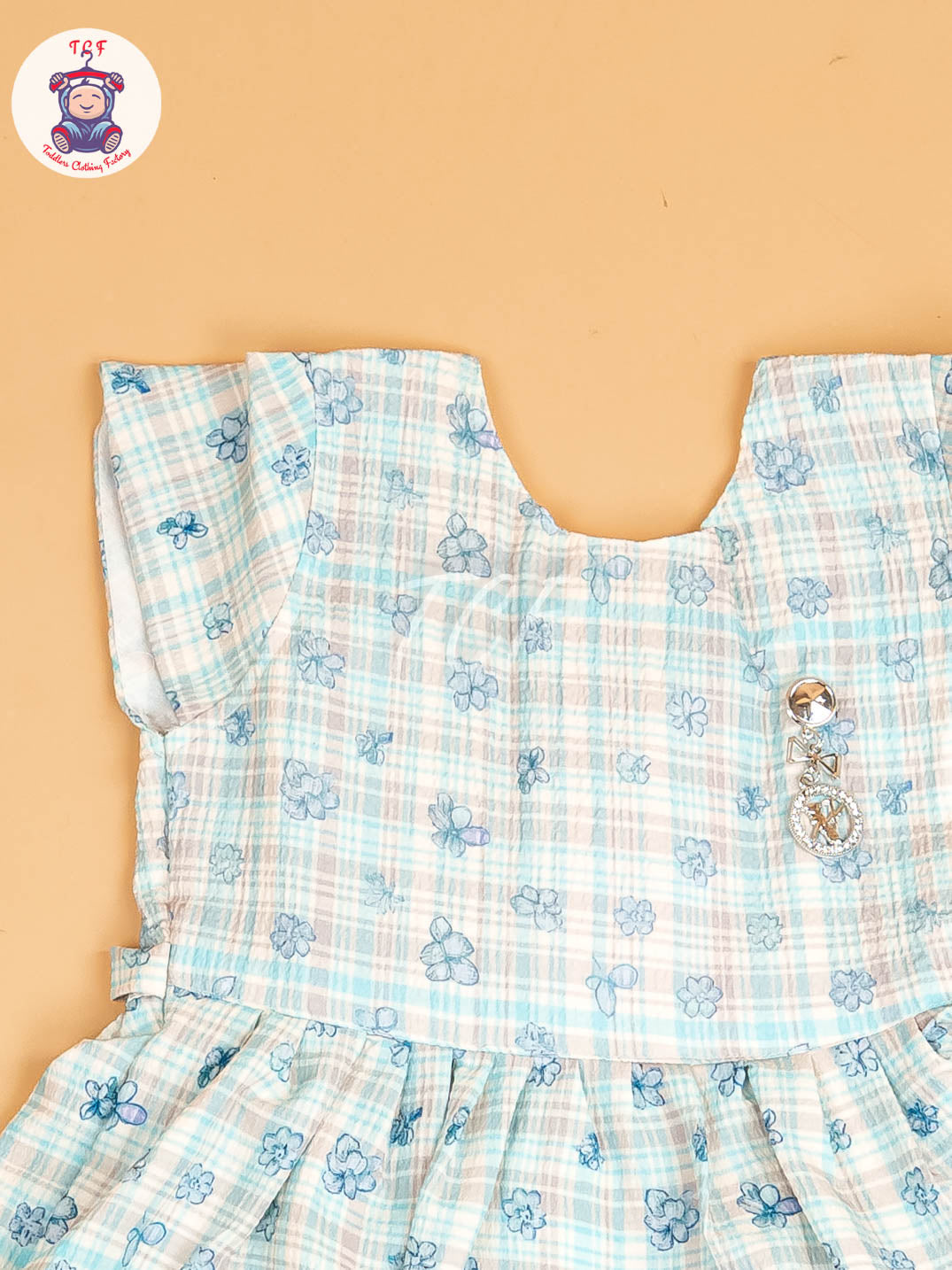 Sky Blue - Girls Floral Printed Ethnic Frock