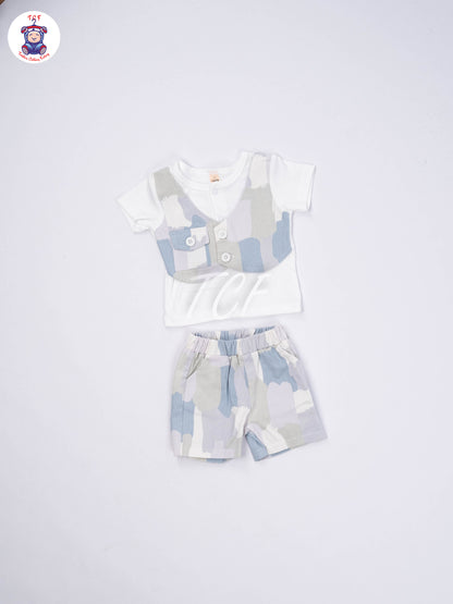 White & Lite Blue - T-Shirts & Shorts