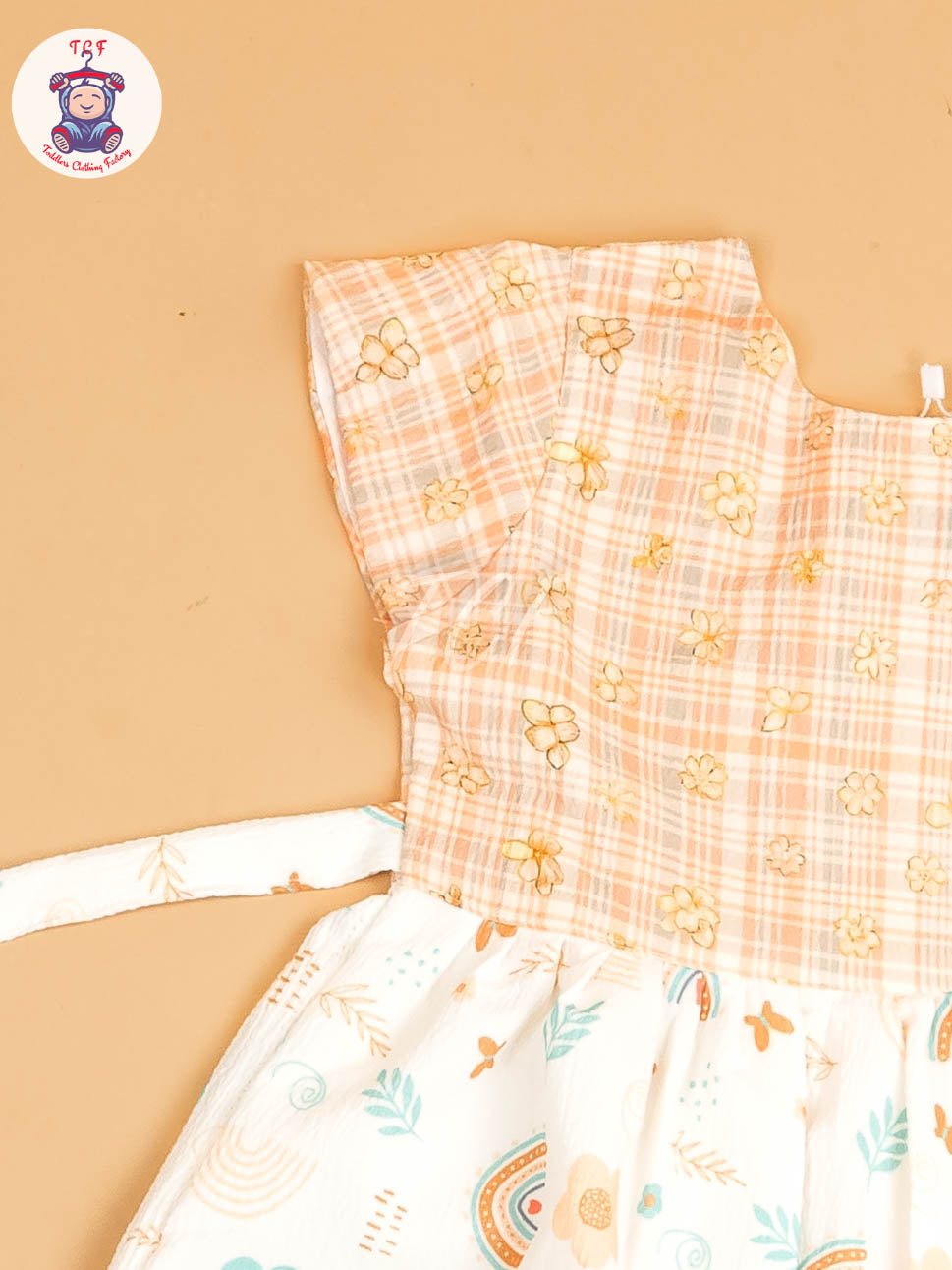 Peach - Girls Floral Printed Ethnic Frock