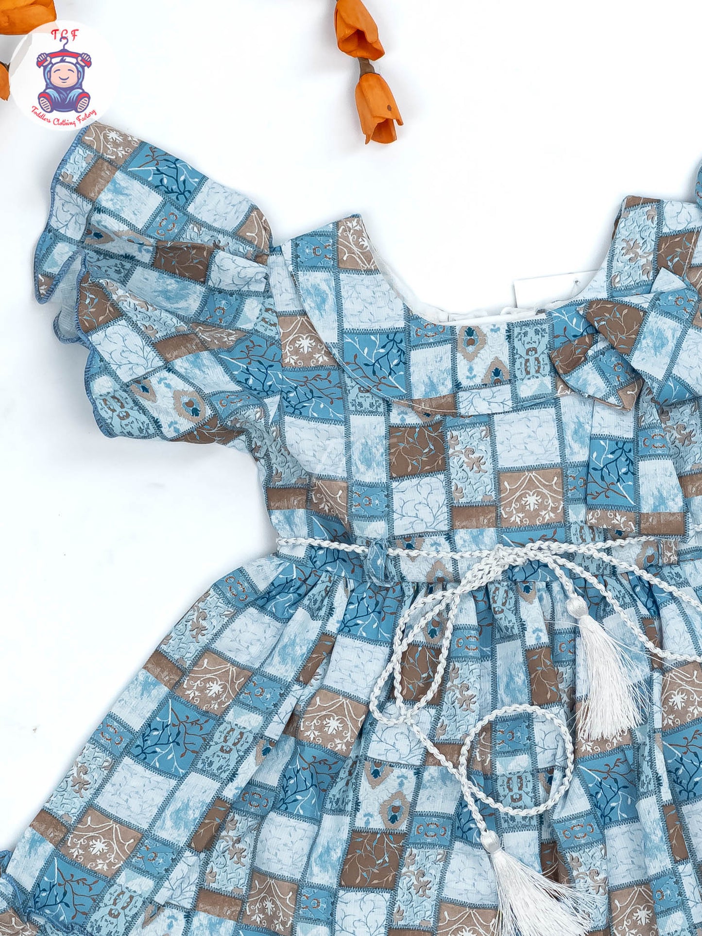 Brown & Blue Checks - Girls Readymade Cotton Frocks