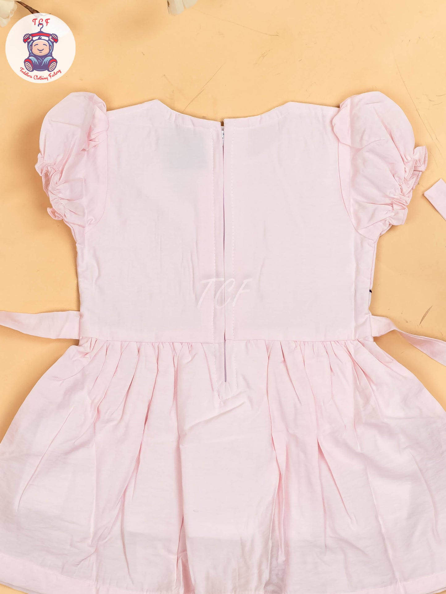 Baby Pink - Girls Readymade crinkled Cotton Frocks