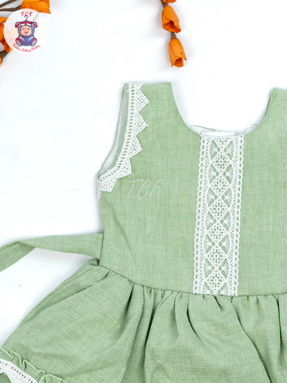 Pastel Green - Girls Readymade Cotton Frocks