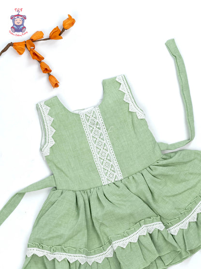 Pastel Green - Girls Readymade Cotton Frocks
