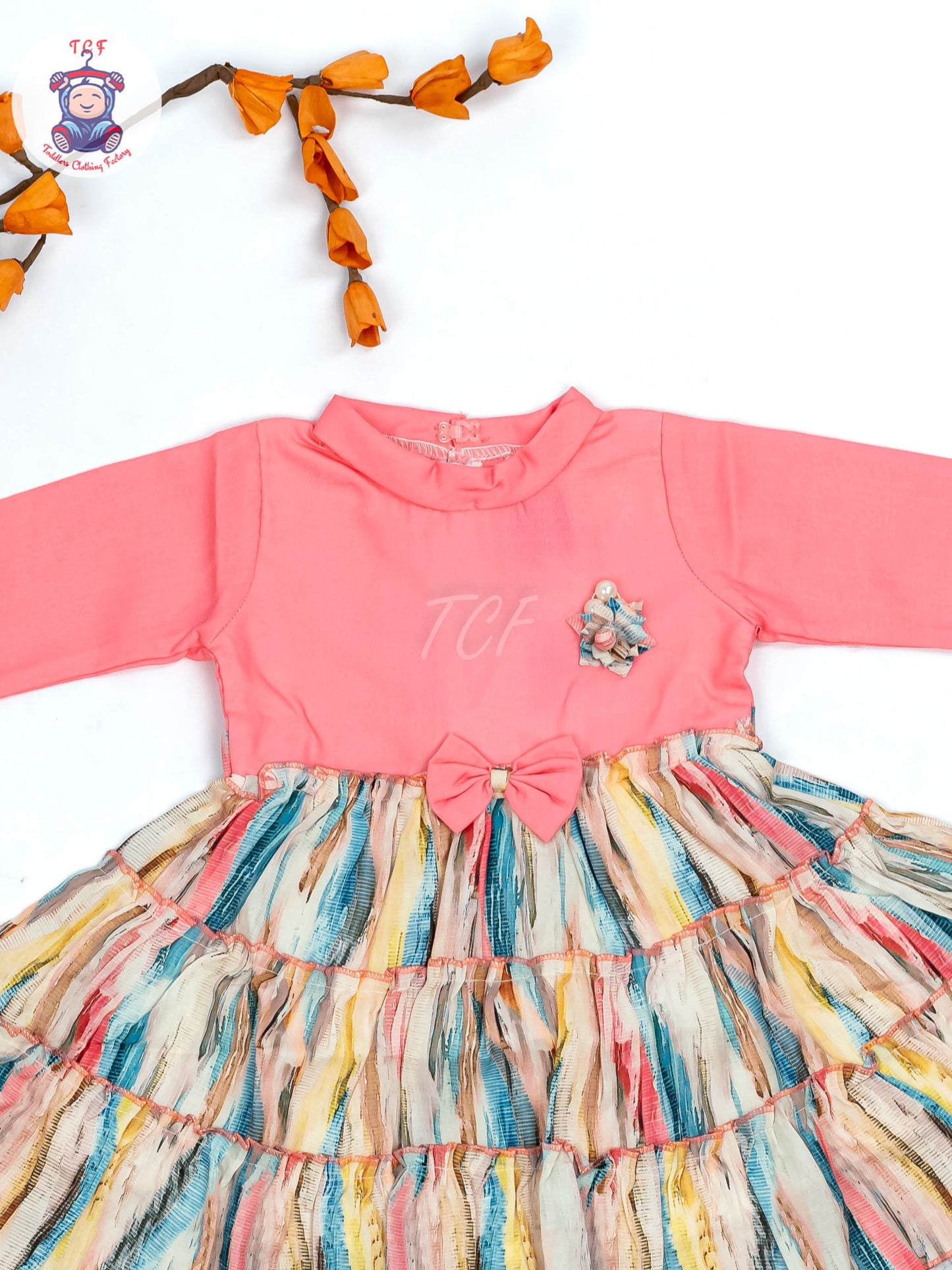 Pink Floral Printed - Girls Readymade Cotton Frocks