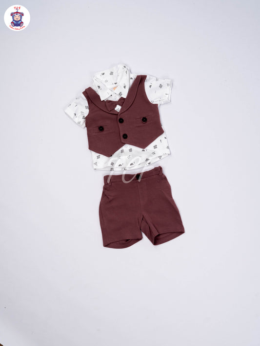 White & Pink - Collar T-Shirts & Shorts