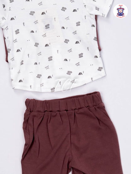 White & Pink - Collar T-Shirts & Shorts