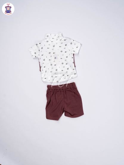 White & Pink - Collar T-Shirts & Shorts