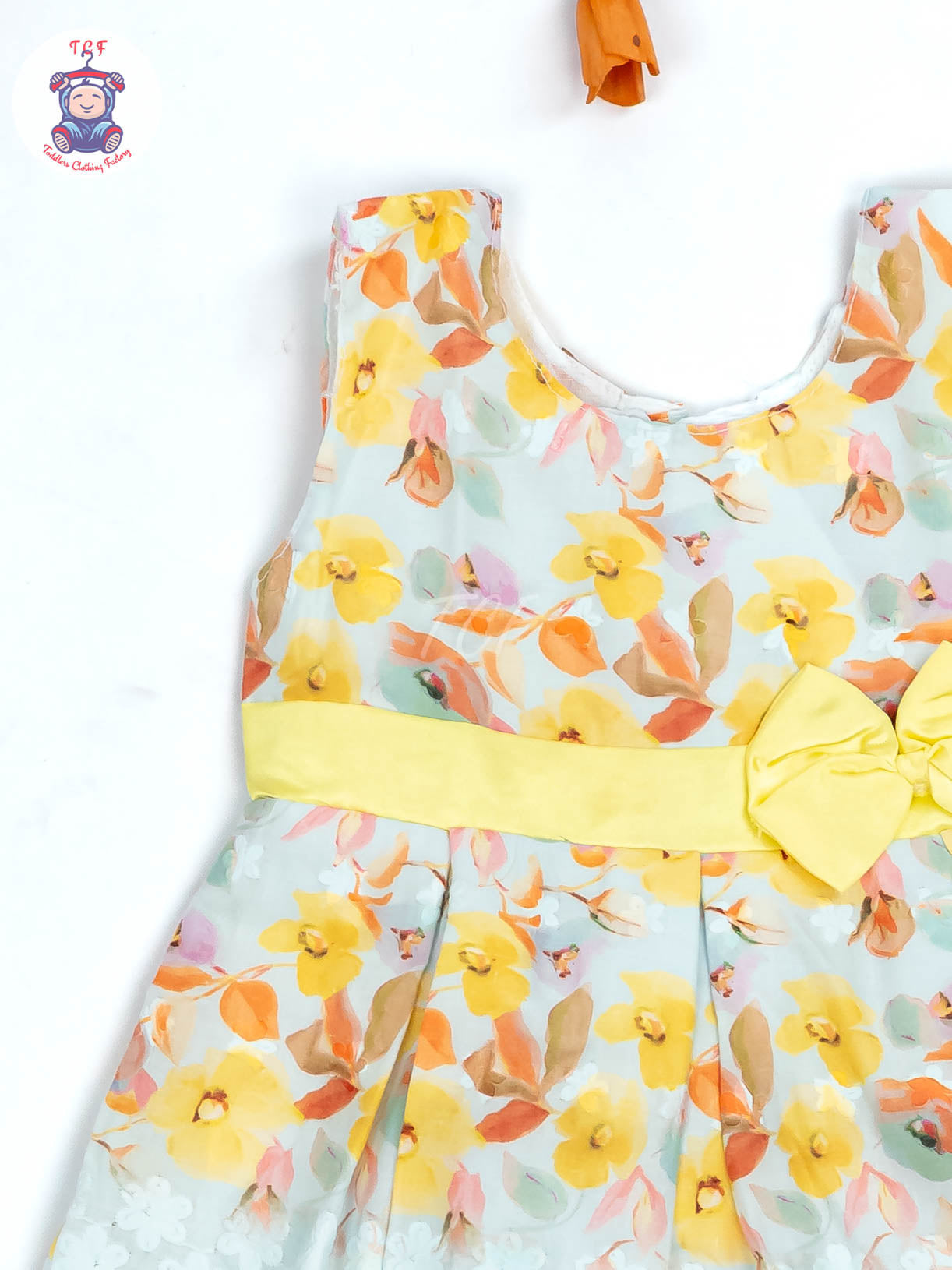 Yellow Floral Printed - Girls Readymade Cotton Frocks