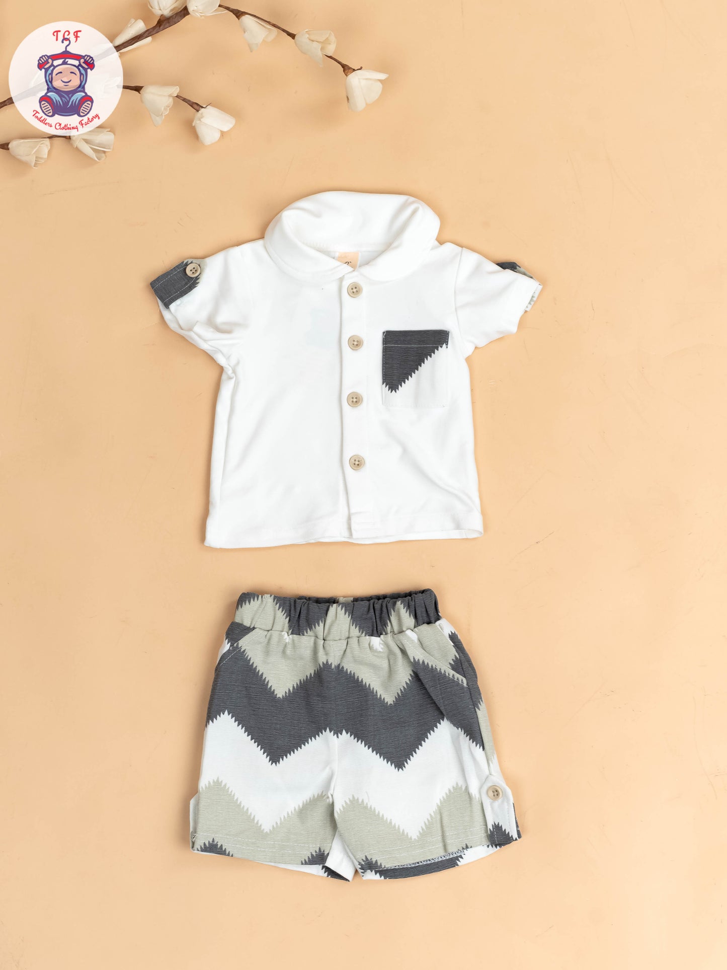 White & Beige - Readymade T-Shirts & Shorts