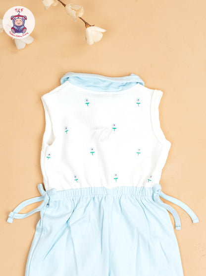 White & Light Blue - Girls Co-ords