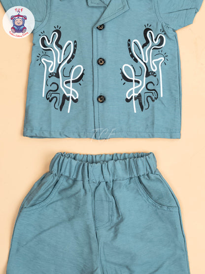 Light Blue -Boys Readymade Shirts & Shorts