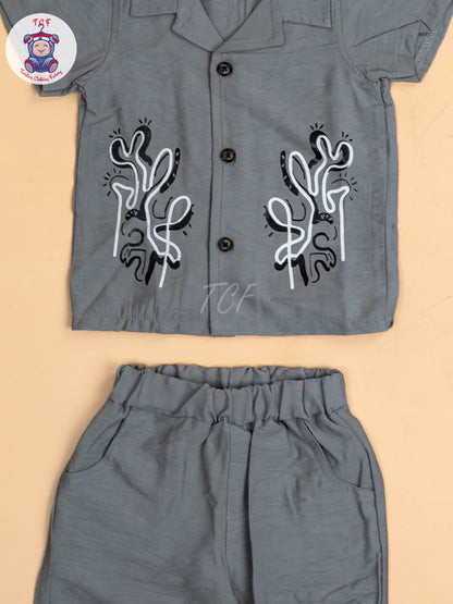 Grey - Boys Readymade Shirts & Shorts
