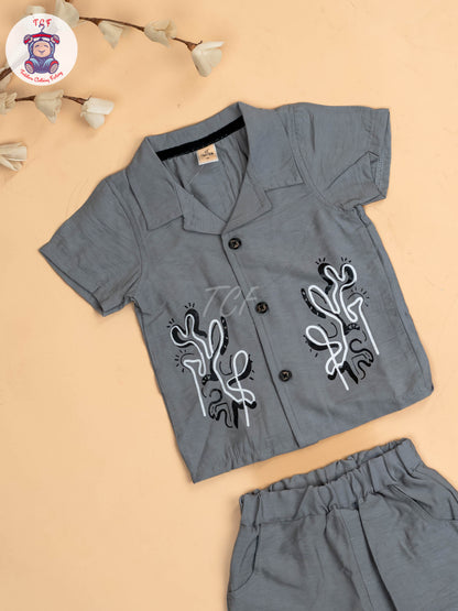 Grey - Boys Readymade Shirts & Shorts