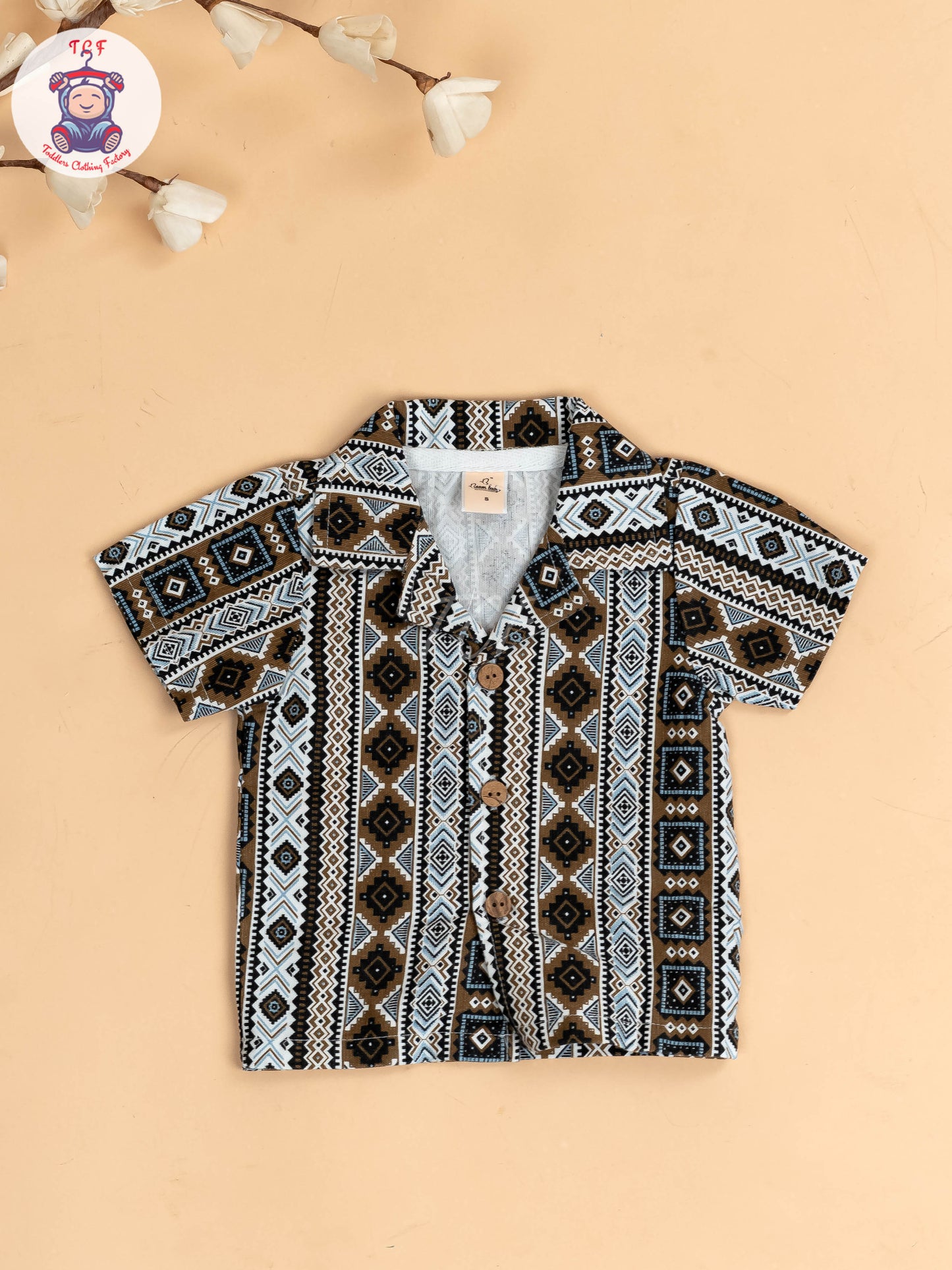 Brown & White - Boys Readymade Shirts & Shorts