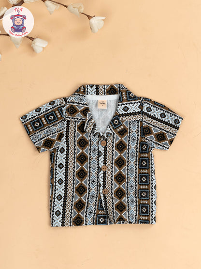 Brown & White - Boys Readymade Shirts & Shorts