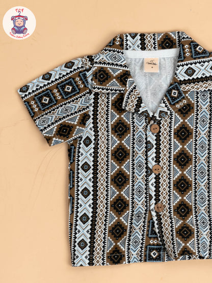 Brown & White - Boys Readymade Shirts & Shorts