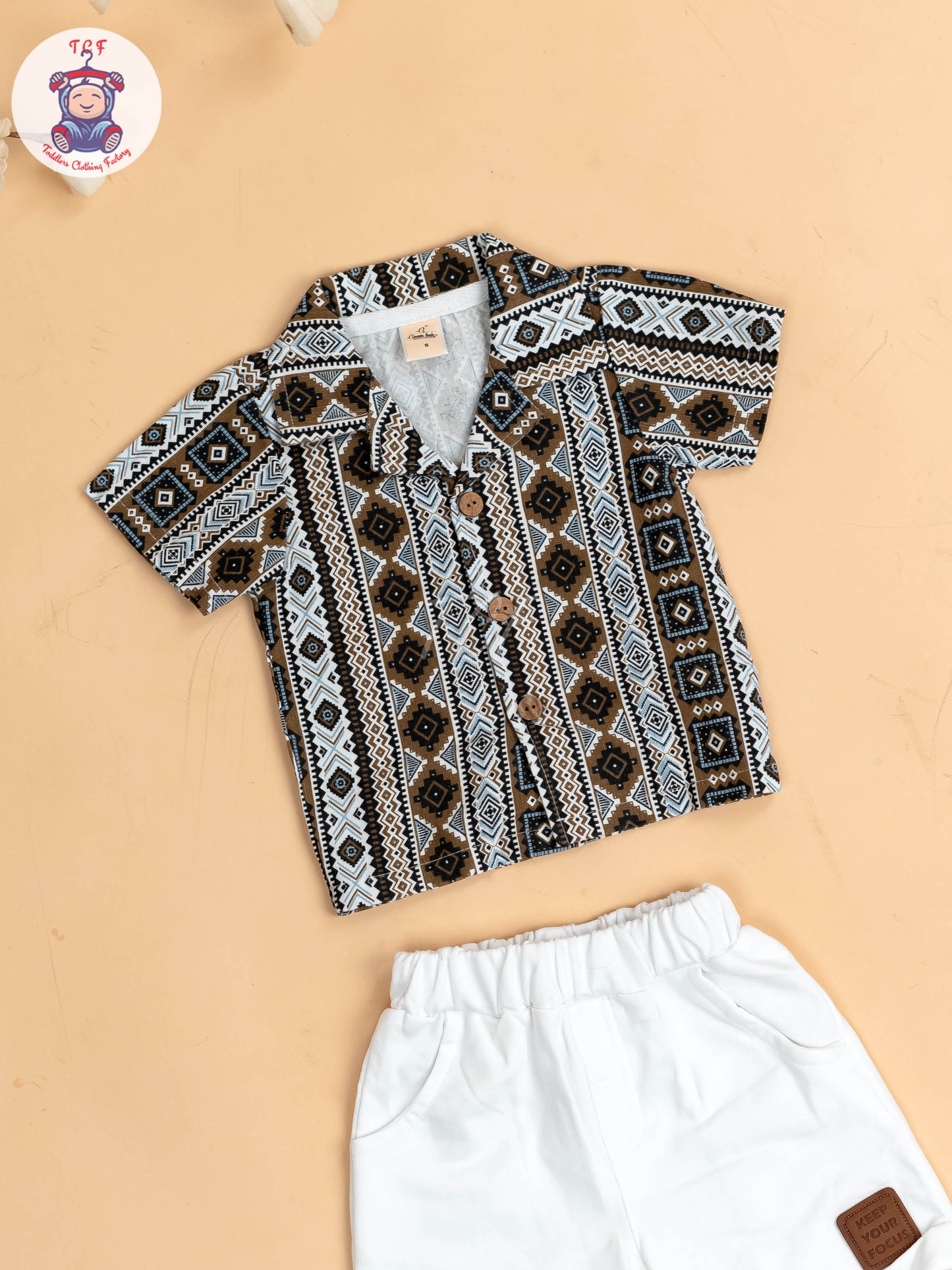 Brown & White - Boys Readymade Shirts & Shorts