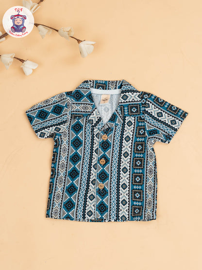 Blue & White - Boys Readymade Shirts & Shorts