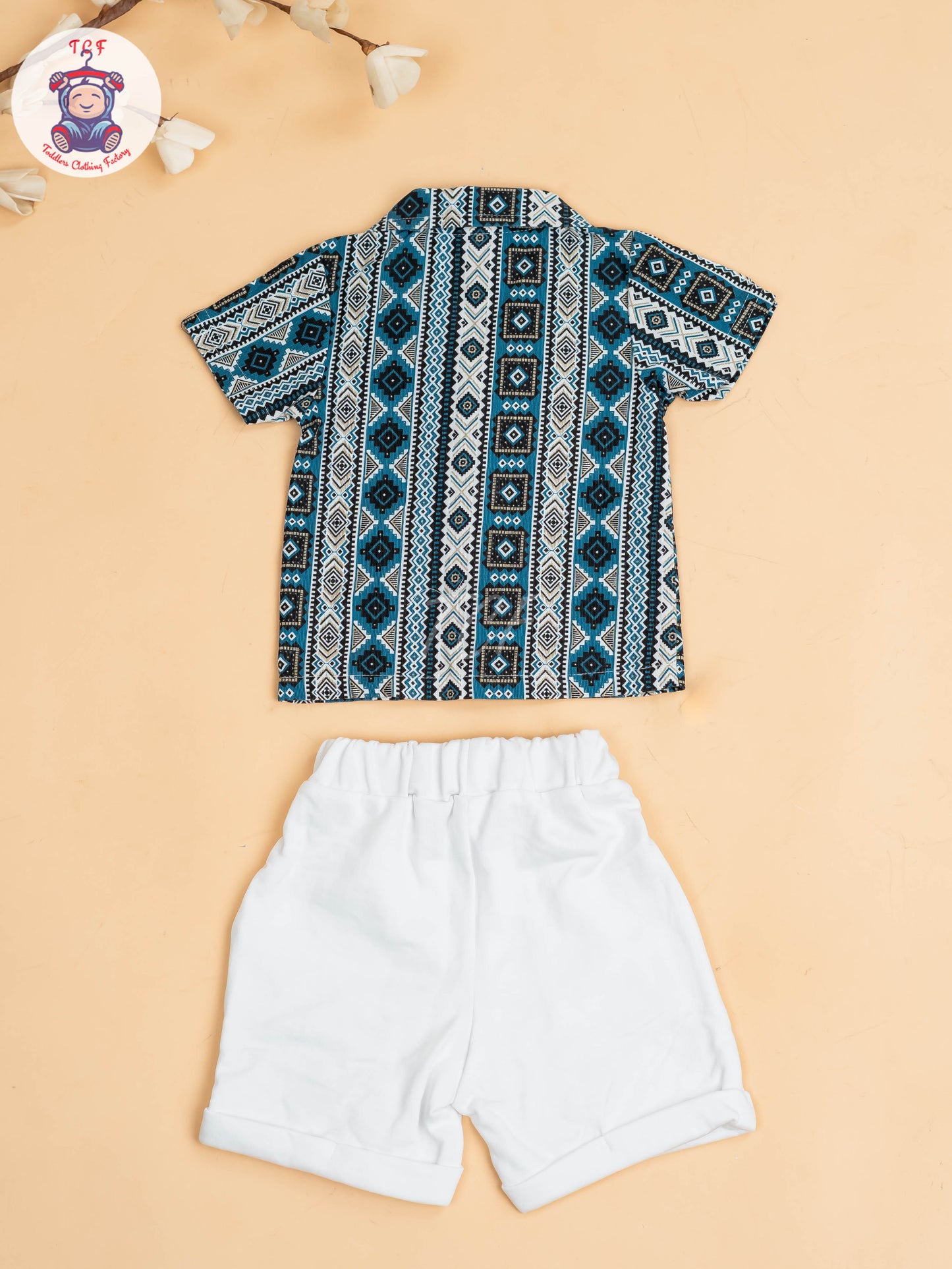 Blue & White - Boys Readymade Shirts & Shorts