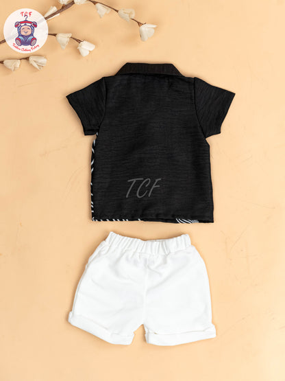 Navy Blue & White - Boys Readymade Shirts & Shorts
