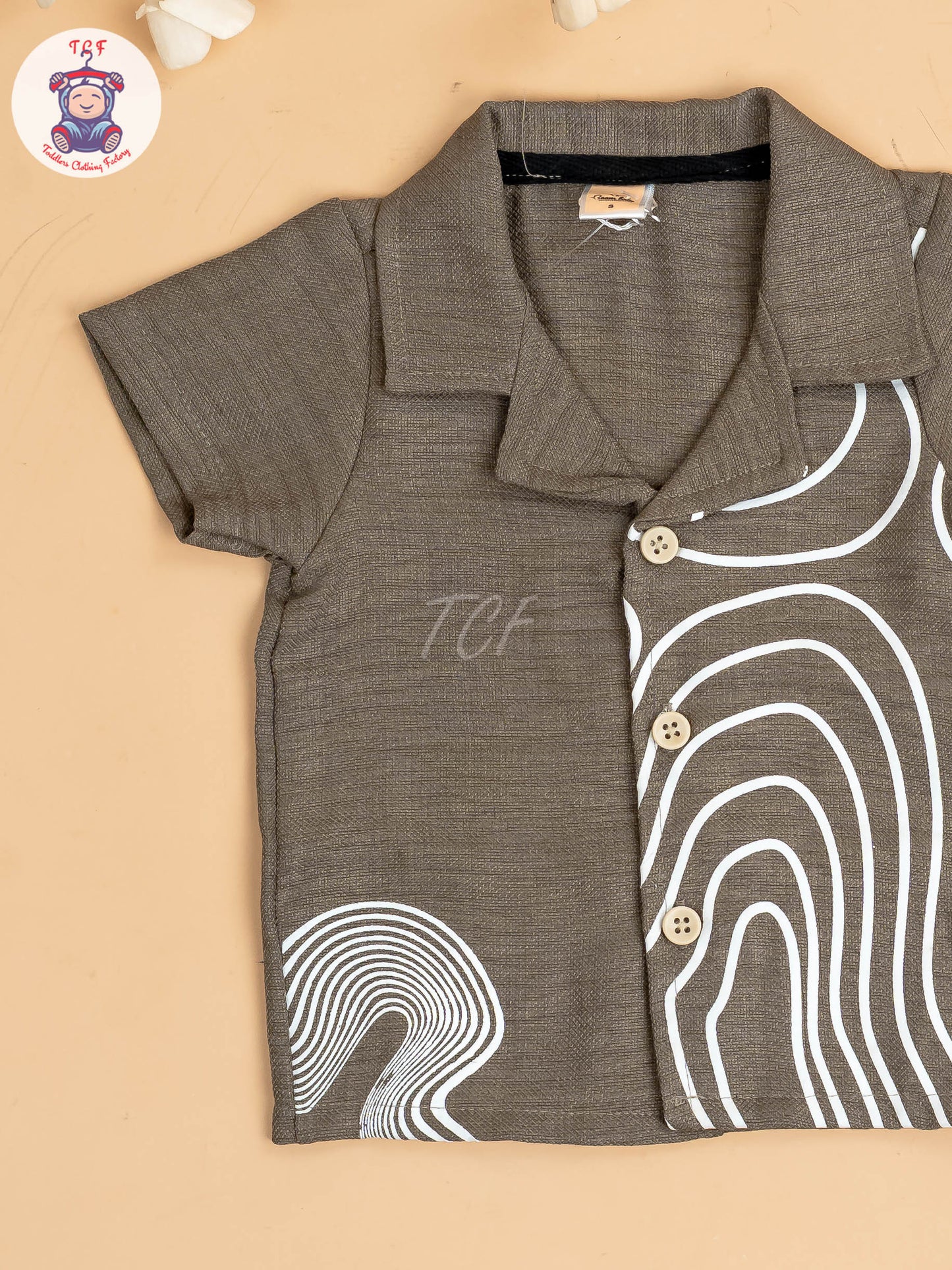 Light Brown & White - Boys Readymade Shirts & Shorts