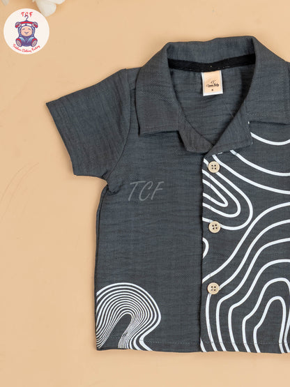 Grey & White - Boys Readymade Shirts & Shorts