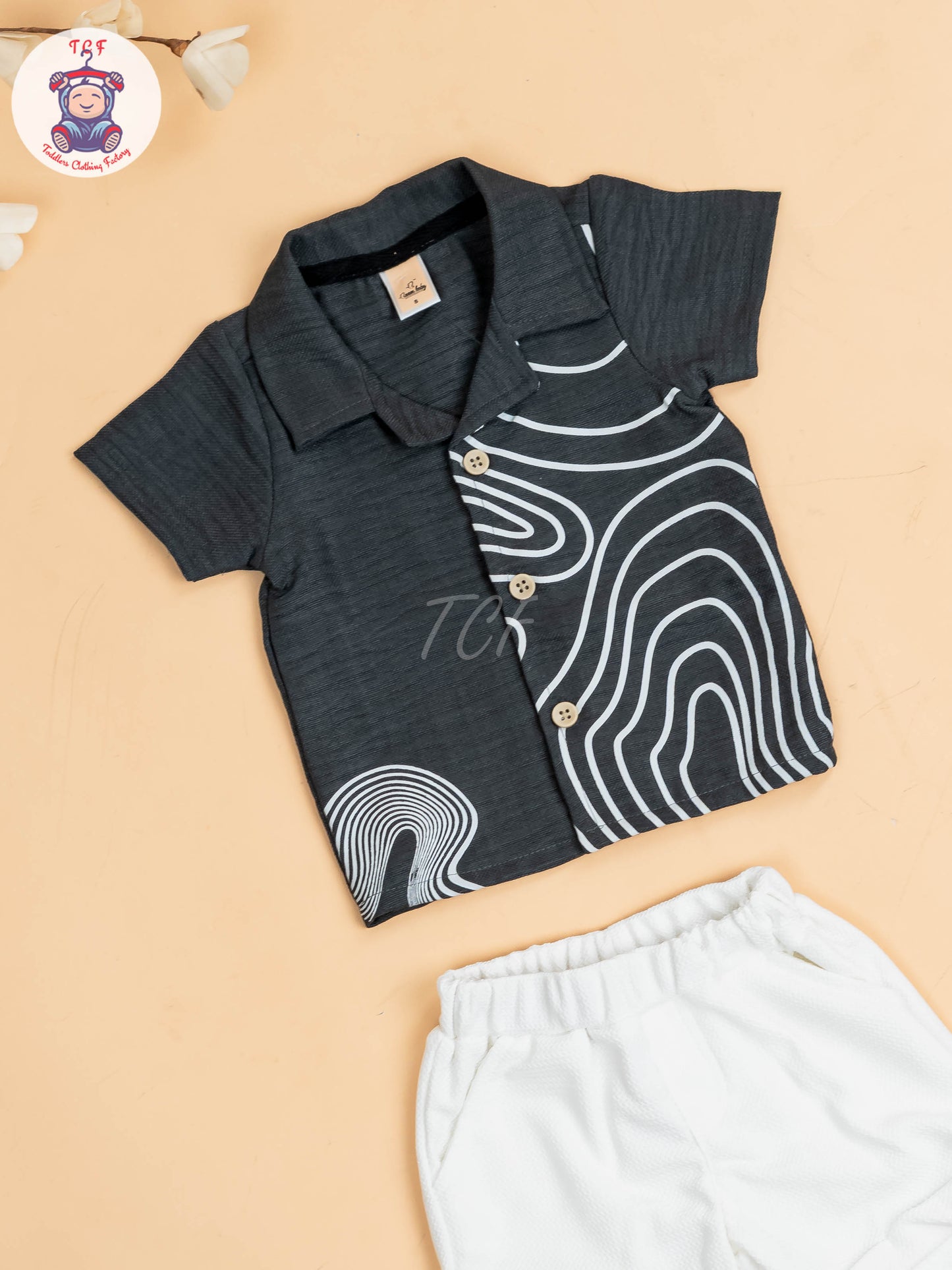 Grey & White - Boys Readymade Shirts & Shorts