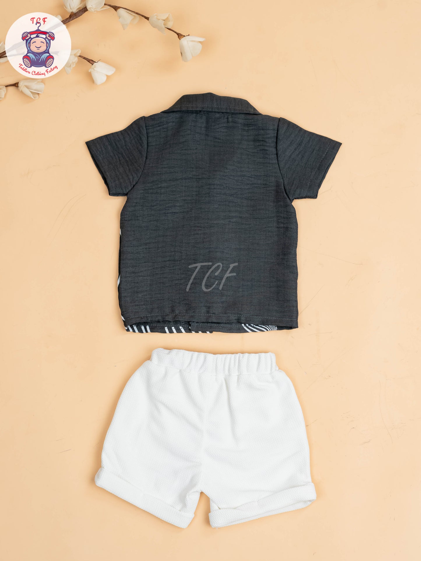 Grey & White - Boys Readymade Shirts & Shorts