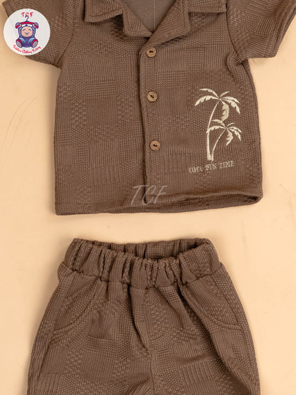 Choclate Brown - Boys Readymade Shirts & Shorts