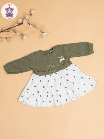 Light Green & White - Girls Cotton Frock