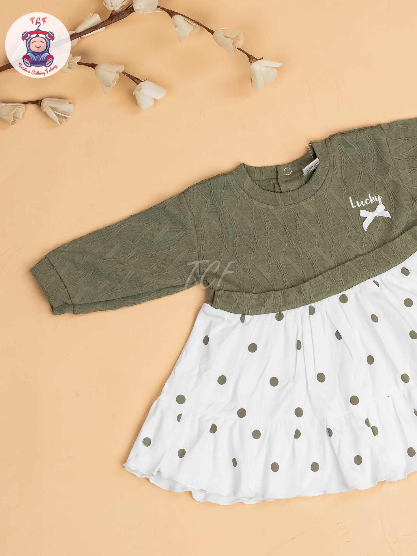 Light Green & White - Girls Cotton Frock