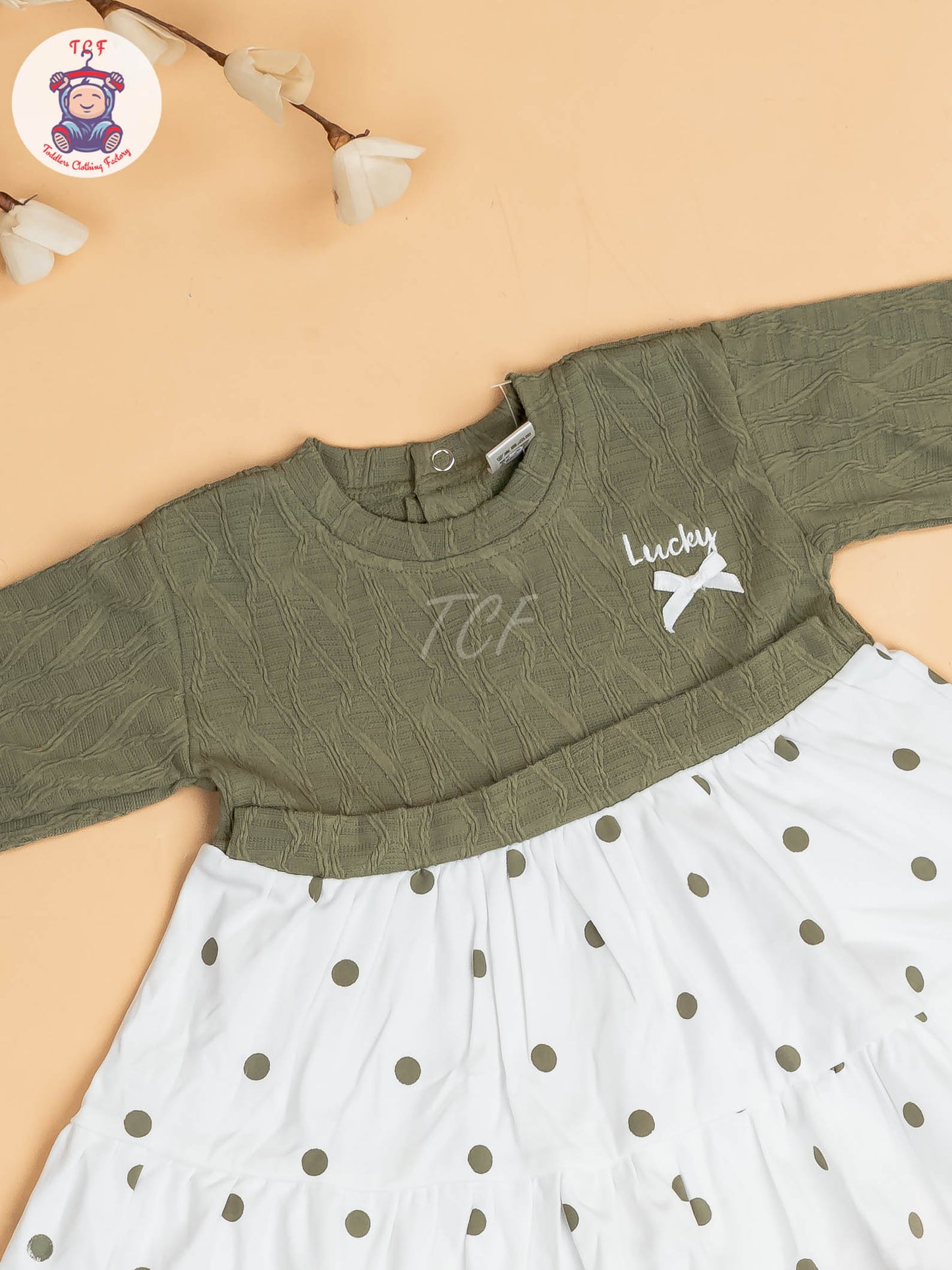 Light Green & White - Girls Cotton Frock