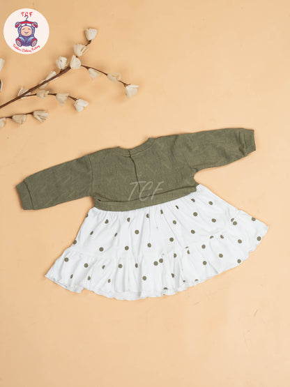 Light Green & White - Girls Cotton Frock