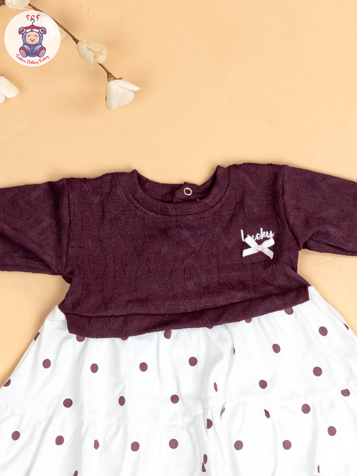 Wine & White - Girls Cotton Frock