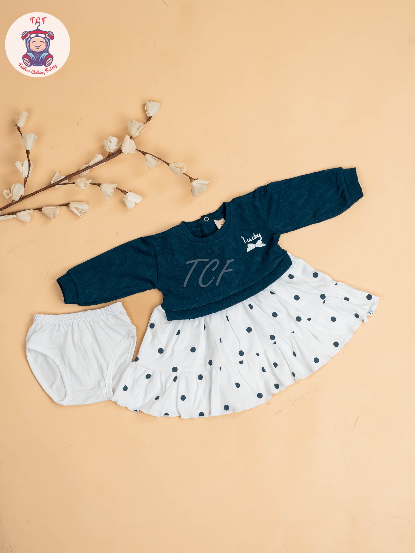 Light Blue & White - Girls Cotton Frock