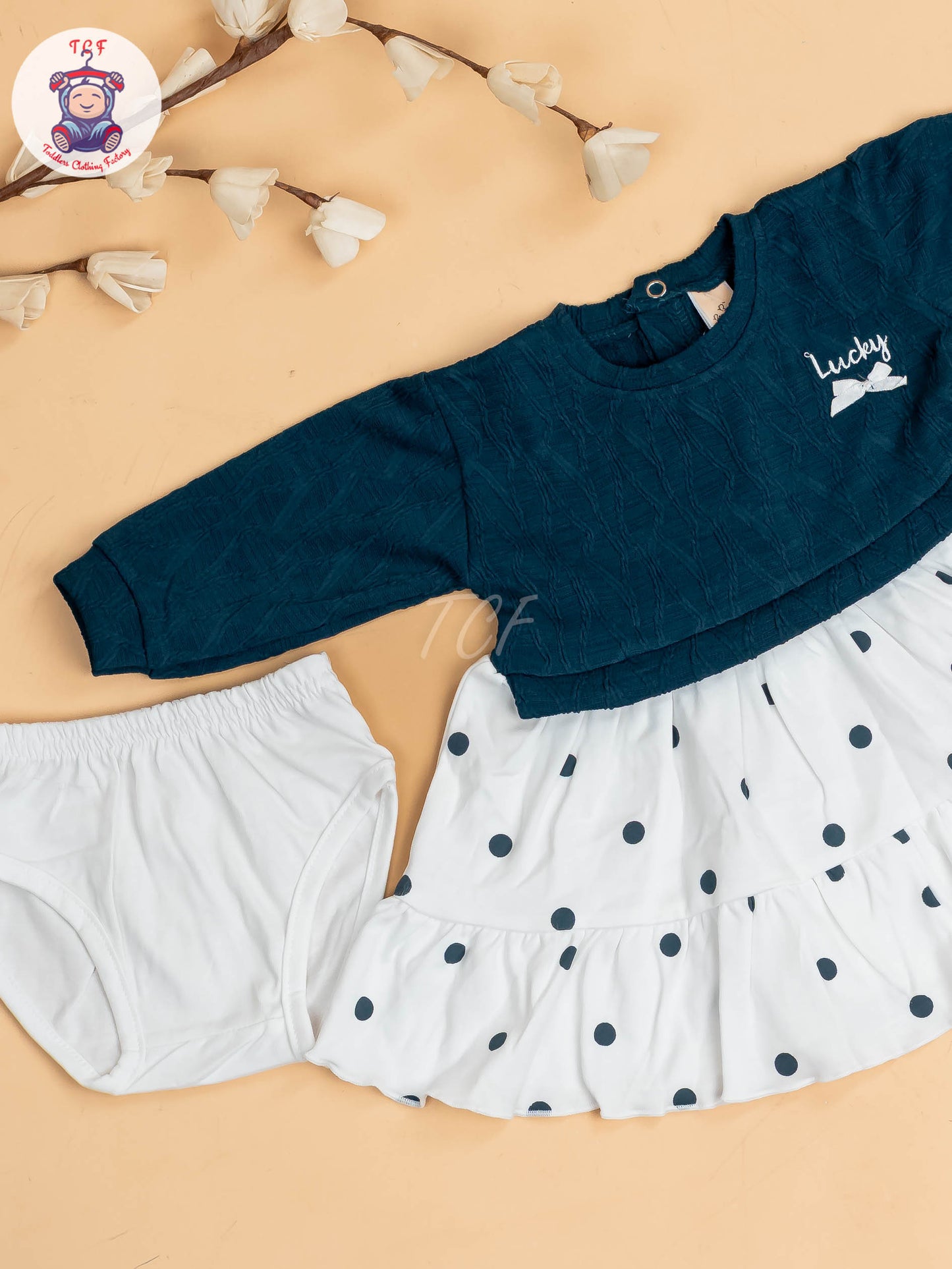 Light Blue & White - Girls Cotton Frock