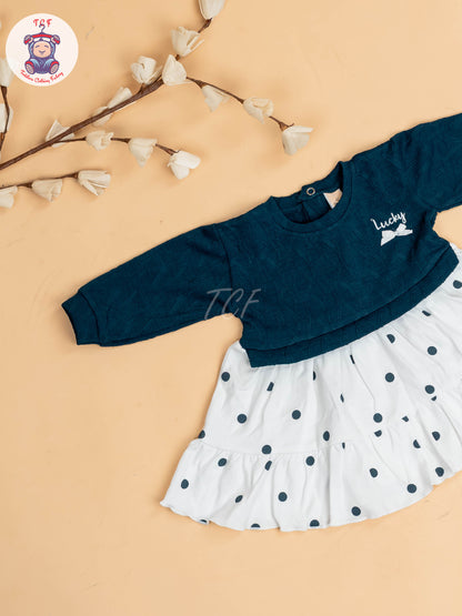 Light Blue & White - Girls Cotton Frock